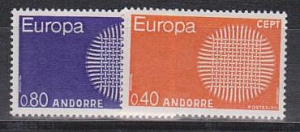 Андорра Фран. 1970, Европа СЕРТ,  2 марки, 50 Евро